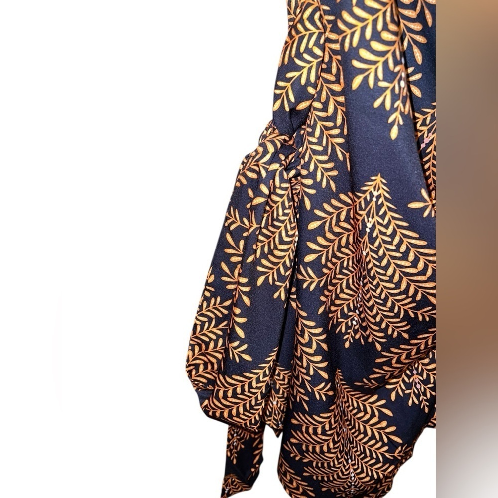 Cupshe Black and Orange Leaf Print Wrap Romper – Size Medium - Picture 4 of 7